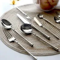 Dinnerware Sets Bright Silver 1810 Stainless Steel Luxury Cutlery Dinnerware Tableware Knife Spoon Fork Chopsticks Flatware Set Dishwasher Safe 230206