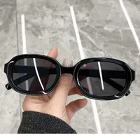 OLOEY New Vintage Small Oval Women Sunglasses Fashion Trending Blue Red Beige Eyewear Men Gray Lens Shades UV400 Sun Glasses 0203