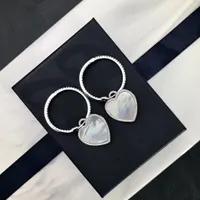 Luxury Charm Earrings Brand Designer Monaco S925 Sterling Silver White Mother Of Pearl Heart Pendant Round Drop Earrings For Women Jewelry