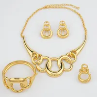 Necklace Earrings Set YM Fashion African 18K Gold Color Copper Bracelet Rings Pendent For Women Party Wedding Gifts