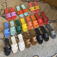 Luxe ontwerper H vrouwelijke sandalen klassieke dames slippers zomer plat schoenen mode strand sandaal flat dia's damesbrief plat schuif flip flops 35-42