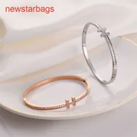 Herme Designer Bracelets online store Simple titanium steel bracelet female h Diamond 18K Gold temperament high sense st