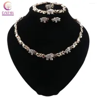 Necklace Earrings Set CYNTHIA Est African Dubai Nigerian Elephant Shape Crystal For Women Italian Accessories