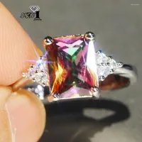 Wedding Rings YaYI Jewelry Princess Cut 4.5CT Multi Zircon Silver Filled Engagement Heart Valentine's Day Girls Ring 1141