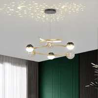 Pendant Lamps Nordic Restaurant Led Chandelier Creative Net Red Star Ceiling Lamp Modern Bedroom Study Round Decorative Stepless Dimming