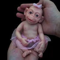 Dolls 7" Micro Preemie Full Body Silicone Monkey baby Doll "Lux"Lifelike Mini Reborn Doll Surprice Children Anti-Stress 230206