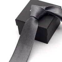 Bow Ties 2023 Arrivals Fashion 6CM Slim Casual Necktie For Men Formal Business Wedding Gray White Dot Neck Tie With Gift Box