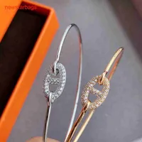 Herme Designer Bracelets online store New v gold tube pig nose diamond bracelet net red same Korean fashion woman