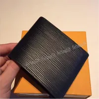 Fashion Mens Short Wallet Card Holders Men Wallets Stripes Textured Multiple Bifold Small Purse With Box297e