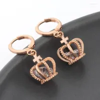 Hoop Earrings Korean Style Trendy Luxury Quality Jewelry 585 Rose Gold Color Fashion WithCubic Zirconia Hanging
