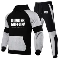 Suelles de canciones para hombres Dunder Mifflin Paper Inc Show de televisión de la oficina Trajes de moda impresos Sportswear Jogging Track Running Hoodies Pant 2 PCS Sets