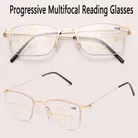 Sunglasses Ultra-thin Reading Glasses Men Women Progressive Multifocal Presbyopic Anti-blue Ray See Near Hyperopic Eyeglasses MetalSunglasse