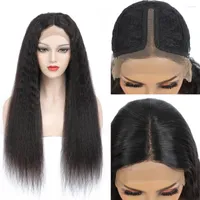 Amanda 13x1 T Part Kinky Straight Lace Wig 180 Density Brazilian Human Hair Wigs Pre Plucked 30inch Remy
