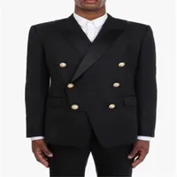 Men's Suits & Blazers 2023 High-Quality Customized Double-Breasted Black Suit With Pointed Lapels Slim Wedding Prom Dress (Coat Pants)