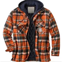 남자 재킷 재킷 패션 패션 따뜻한 양모 두꺼운 격자 무늬 재킷 2023 겨울 패션 코튼 재킷 격자 무늬 헐렁한 후드 재킷 재킷