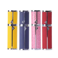 5ml High-end atomizer spray essential oil perfume bottle with Luxury Leather Case Glass Inner Portable Refillable Cosmetic Containers for travel