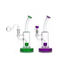 Colorful Hookahs Smoking Water Pipe Ice Catcher Oil Dab Rig Stereo Matrix Perc Thickness Recycler Bongs with 14mm Male Glass Oil Burner Pipe and Dry Herb Bowl