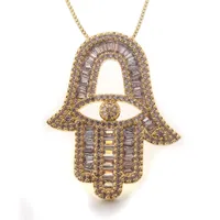 Pendant Necklaces MHS.SUN 1PC Women Cubic Zircon Jewelry With Evil Eye of Horus AAA Zircon Hands Pendant Necklace Chain Choker For Women Men Gift G230206