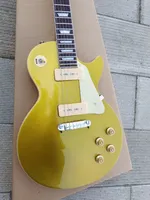 標準のエレキギターマホガニーゴールデングリッター黄色P90ピックアップインポート環境保護ペイント、明るい利用可能