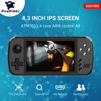 Portable Game Players POWKIDDY X39pro 43 Inch IPS Screen Handheld Video Console X39 Retro PS1 Support Wired Controllers Childrens gifts 230206