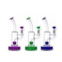 BIG Straight Hookahs Glass Bongs with Colorful Matrix Percolator Water Pipe Boro Dab Rigs Thick Smoking Bubbler with 14mm Male Oil Bowl Cheapest