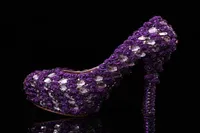 Newest Purple Prom Heels Woman039s Pumps Anniversary Party Prom Dress Shoe Rhinestone Bridal Wedding Shoes Mother Bride Shoes7635173