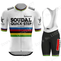 Uppsättningar 2023 Soudal Quick Step Team Cycling Jersey Set Mens World Champion Kläder Summer Road Cykel Skjortor Suit Bicycle Bib Shorts Ropa 230206