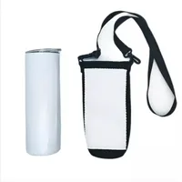 Sublimation white Blank 20oz Tumbler Tote Diving cloth Neoprene bottle Sleeves with Adjustable Strap Drinkware Handle Water cups Carrier Sleeve Covers ss0206