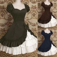 Party Dresses S-5XL Women Fashion Classic Lolita Drapery Dress Ruffle Tiered Pretty Bow Short Sleeve Two Pieces Lace Patchwork