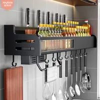 Dish Racks Joybos Multifunctionele keuken Wand gemonteerd aluminium Kichen Organisator Spices Utensils 230114