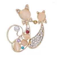 Broches deux chats zircon alliage broche accessoires de mode coréens banquet bijoux bijoux fille cadeau anniversaire