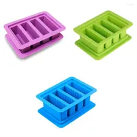 Dinnerware Sets Rectangle Shapes Silicone Butter Mold Tray With Lid 4 Cavities Ice Cream Soap Mould Kitchen Bakeware Accessories Blue Pink