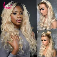 Ombre 1B 613 Blonde HD Transparent Lace Frontal Wigs Glueless Body Wave Pre Plucked 13x6 Front Human Hair