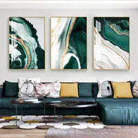 Paintings Nordic Green Gold Foil Painting Modern Abstract Style Iiving Room Luxury Decoration Art Canvas Poster Printing Pictures