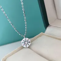 Pendant Necklaces COSYA Real 2 Pendant Necklace For Women 100% 925 Sterling Silver Classic Round Diamond Necklace Fine Jewelry 230207
