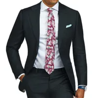 Men's Suits Blue Formal Men Slim Fit With Notched Lapel 2 Piece Wedding Tuxedo For Groomsmen Male Fashion Costume Jacket Pants