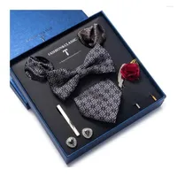 Bow Ties Wholesale Classic Wedding Present Tie Pocket Squares Cufflink Set Necktie Box Suit Accessories Men Red St. Valentine's Day