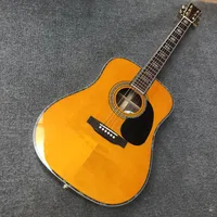 Guitarra personalizada, top de abeto s￳lido, diapas￳n de palo de rosa, lados de palo de rosa y espalda, guitarra ac￺stica de 41 pulgadas de alta calidad 45, top amarillo