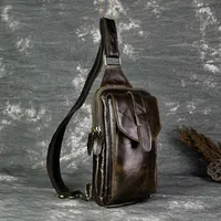 Waist s Original Leather men Casual Fashion Travel Triangle Chest Sling Design 7" Tablet One Shoulder Strap Bag Daypack Male XB571db 0206