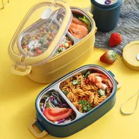 Conjuntos de vajillas Bento Box con un almuerzo de microondas portátiles de partición para estudiantes de una sola capa y trabajadores de oficina