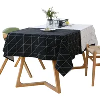 Table Cloth Simplicity Christmas Tablecloth Black And White Striped Plaid Waterproof Linen Cotton Dining Cover
