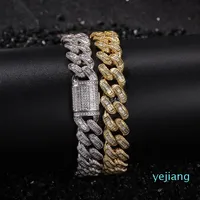 Zircon Cuban Chain Bracelet Diamonod Jewelry Set Copper Gold Link Chains Bracelets Wristband bangle Hip Hop Rap for Men Women Will