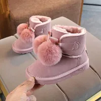 Winter Kids Snow Boots Girls Children Ankle Boot Child Fashion Hair Ball Warm Shoe Chaussure Boys Botas Footwear 2018 #13207g
