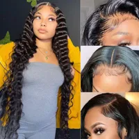 Lace Wigs 13X6 Front Human Hair For Women Loose Deep Wave Wig 180 Density 13x4 Frontal 4x4 Closure Remy Pre Plucked