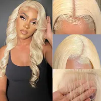 13X4 Virgin Hair Transparent Lace Front Wig Bodywave #613 150% Density