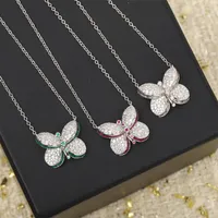 Chains Summer Pure 925 Sterling Silver High-quality Luxury Jewelry Ladies Sweet Colorful Butterfly Pendant Exquisite Necklace Gift Girl