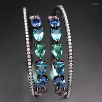 Hoop Earrings Luxury Multicolor Big For Women Water Drop Colorful Crystal Glass Round Earring Zirconia Stone Fashion Jewelry