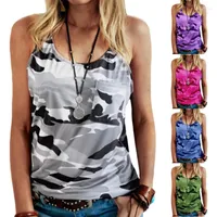 Women's Tanks 2023 Spring And Summer Fashion Women's Casual Sleeveless Pocket Camouflage T-shirt Vest Women All-match Commuter Top Lady
