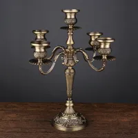 Candle Holders Candle Holders 3-arms5-arms Bronze Metal Wedding Candlestick Decoration Candle Stand Light Holder for Home Decor 230206