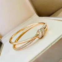 tennis players sterling silver Bracelets Bangle Wedding Dress gold Knot Bracelet with Diamond New Imitation Concubine ins Fashion Daily